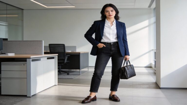 Blue Jeans Outfits for Business Women Who Love Casual Fridays