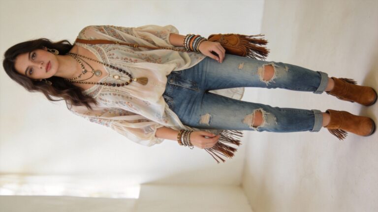 Boho Blue Jeans Looks for Free-Spirited Women