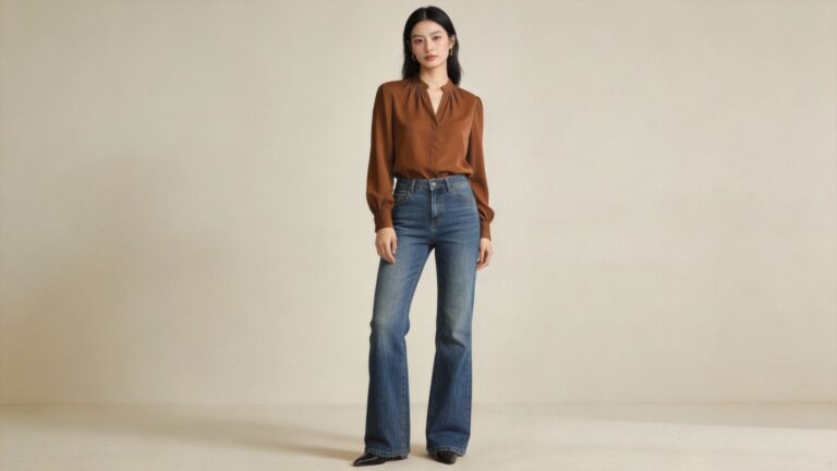 Brown Top and Blue Jeans Outfit Combinations for Women