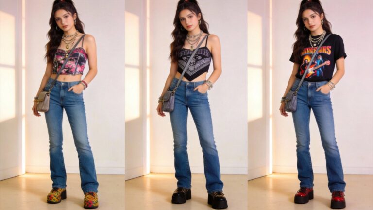 Concert Ready Blue Jeans Outfits for College Girls