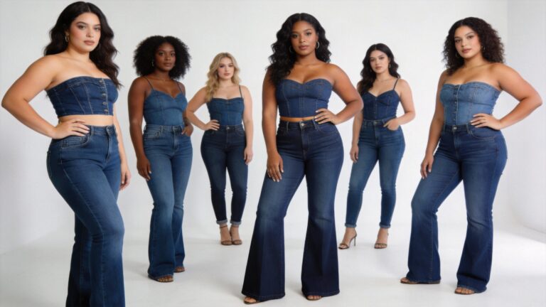 Deep Blue Jeans Looks for Curvy Women