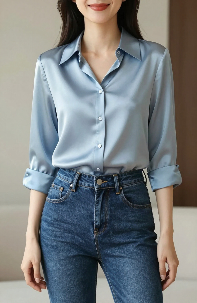 Jeans Silk Blouse