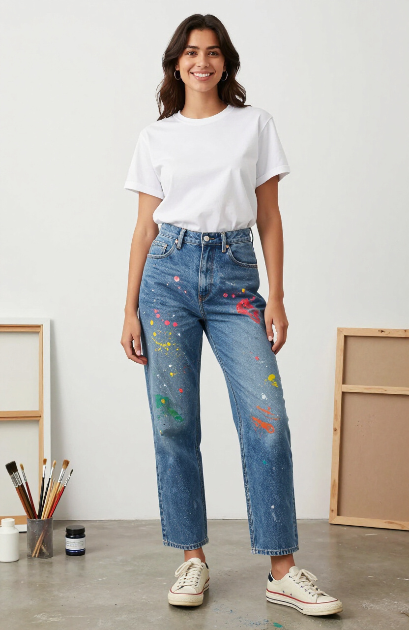 Paint-Splattered Jeans