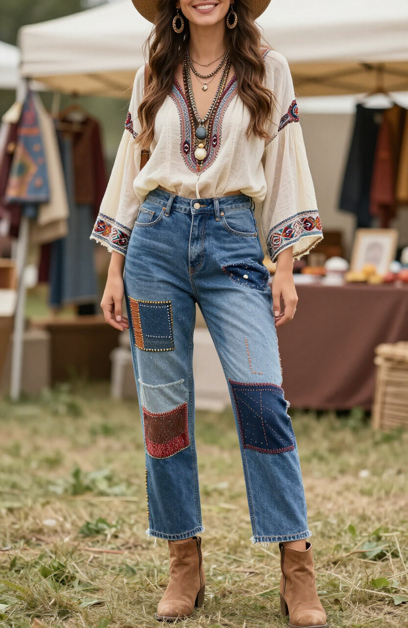 Patchwork Blue Jeans