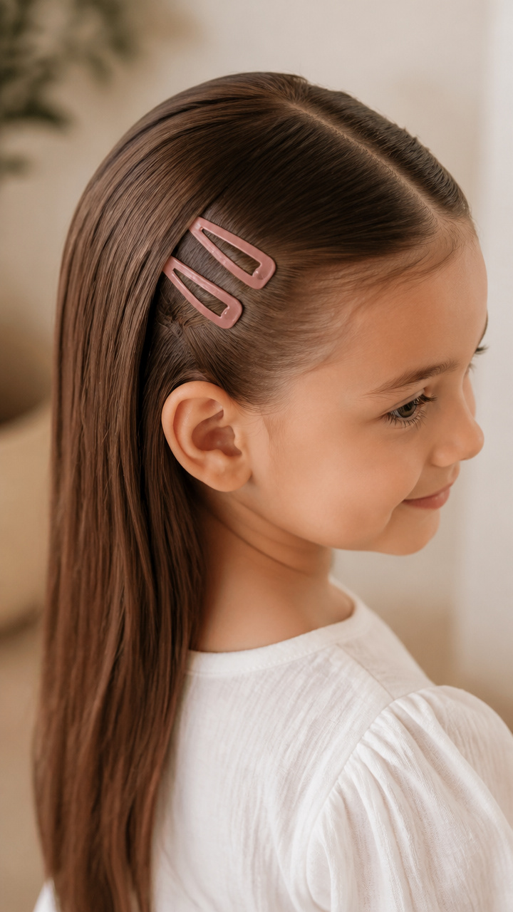 Sleek Middle Part with Clips