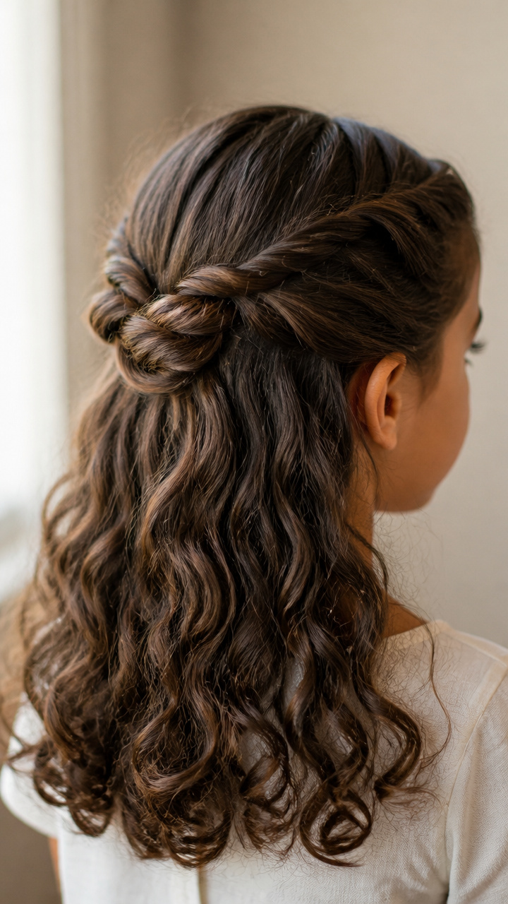 Curly Half Twist Updo