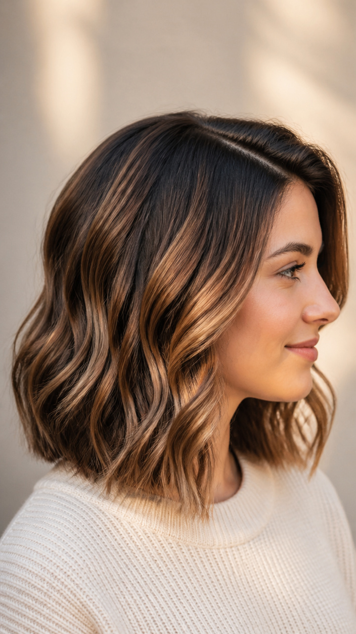 Wavy Lob With Side Part