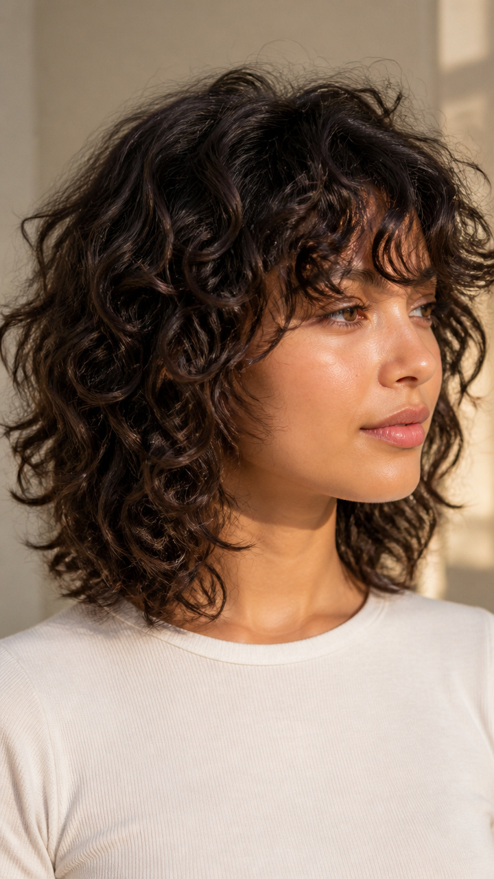 Curly Shag With Bangs