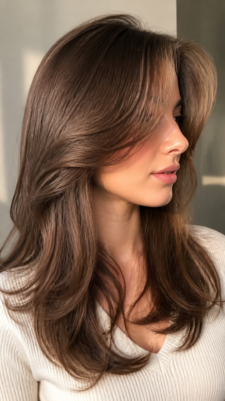 Soft Curtain Bangs with Blowout
