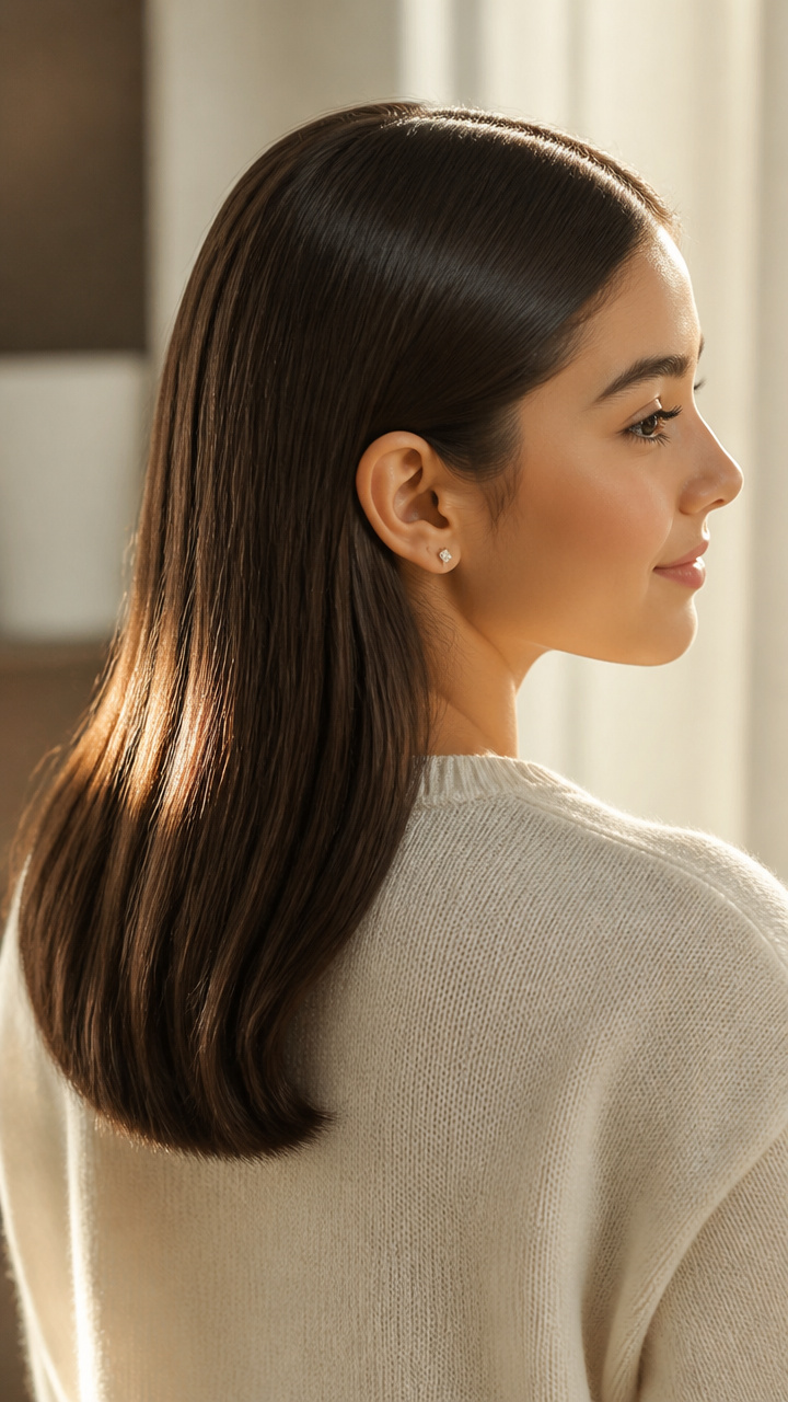 Sleek Middle Part with Shine