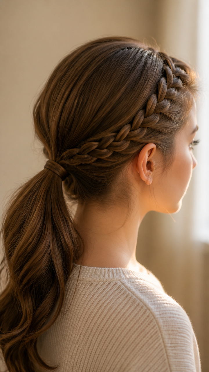 Braided Headband With Low Pony