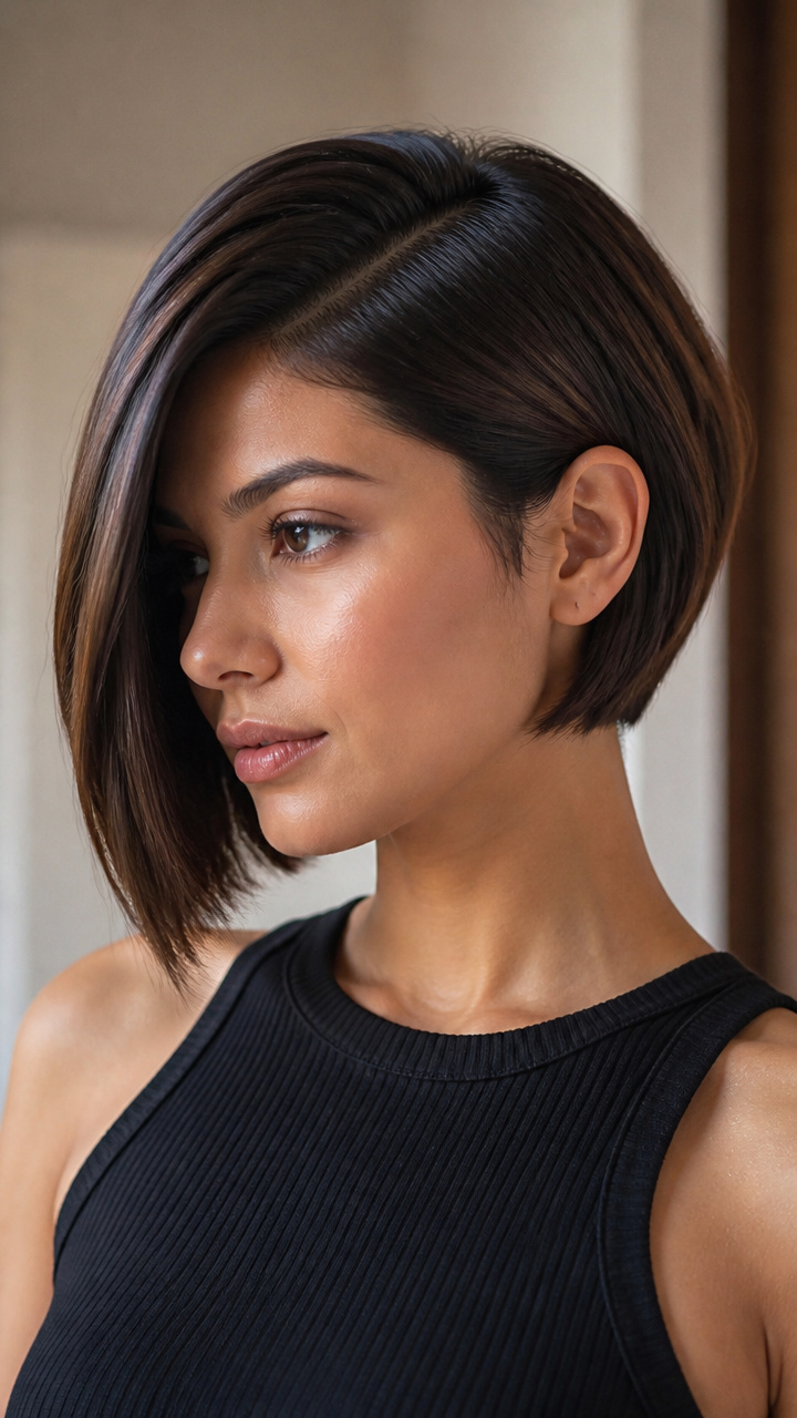 Asymmetrical Bob with Deep Side Part
