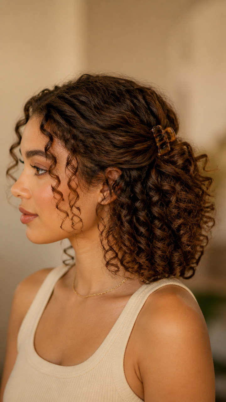 Curls Clipped Back at Temples