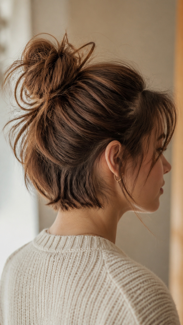 Messy Top Knot for Short Lengths