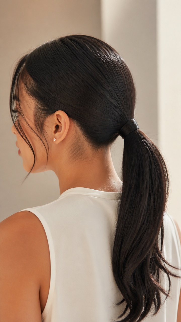 Sleek Low Pony with Baby Hairs