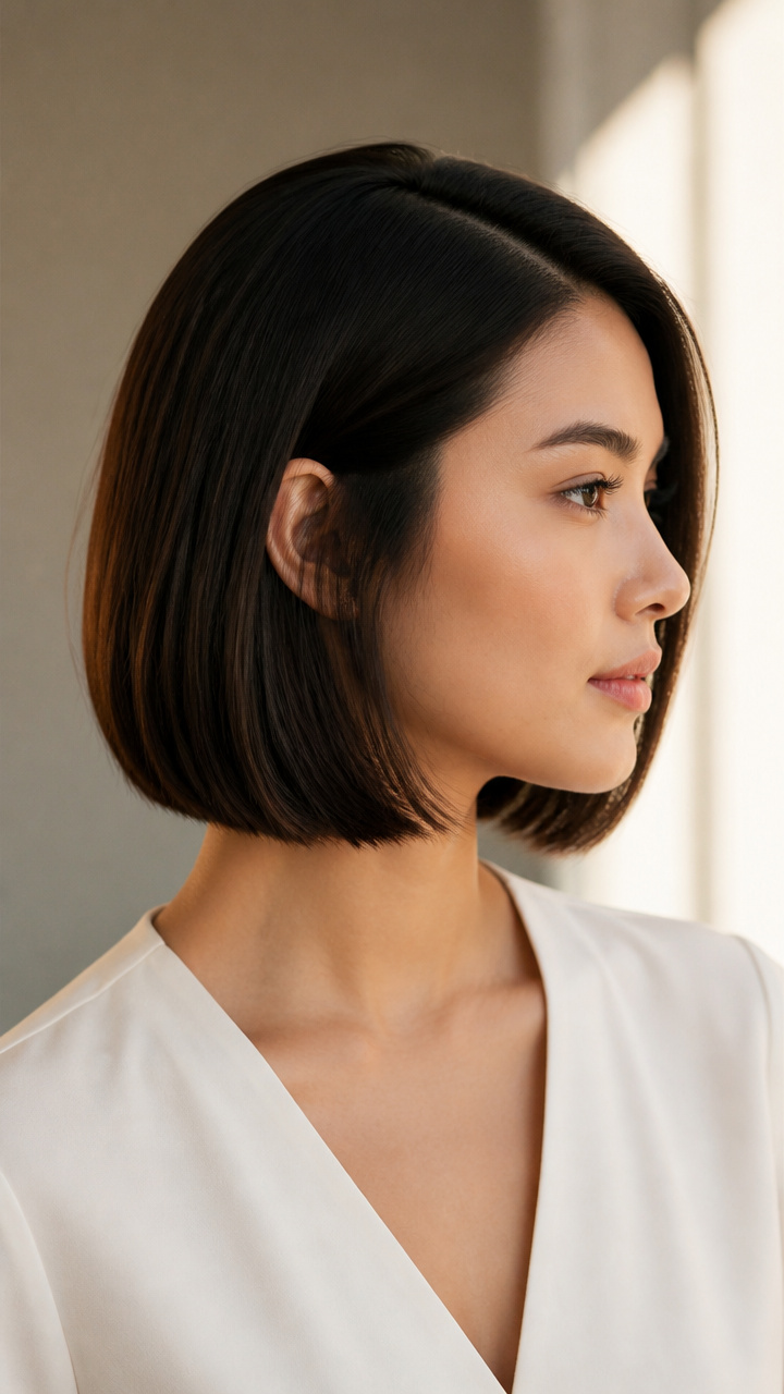 Soft Blunt Bob with Side Part