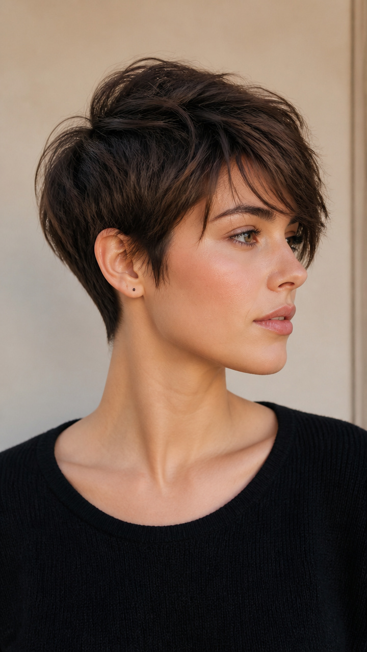 Textured Pixie with Side Sweep
