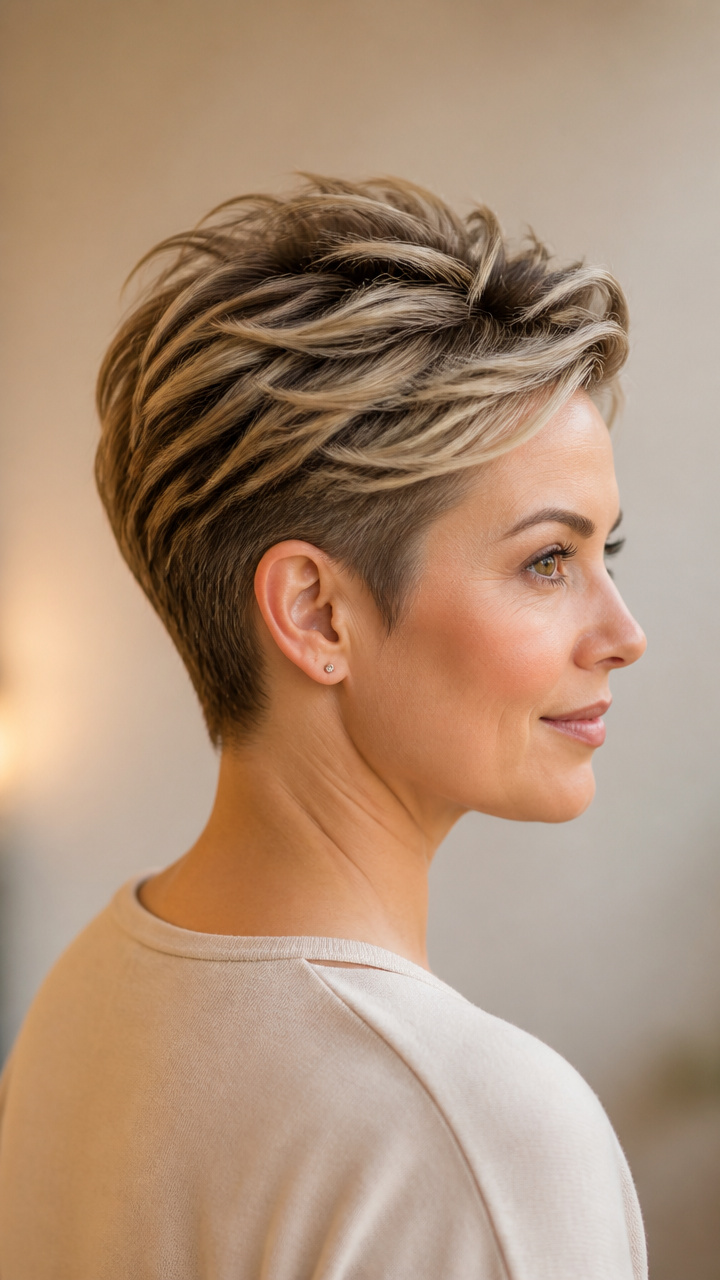 Textured Pixie with Swept-Back Top