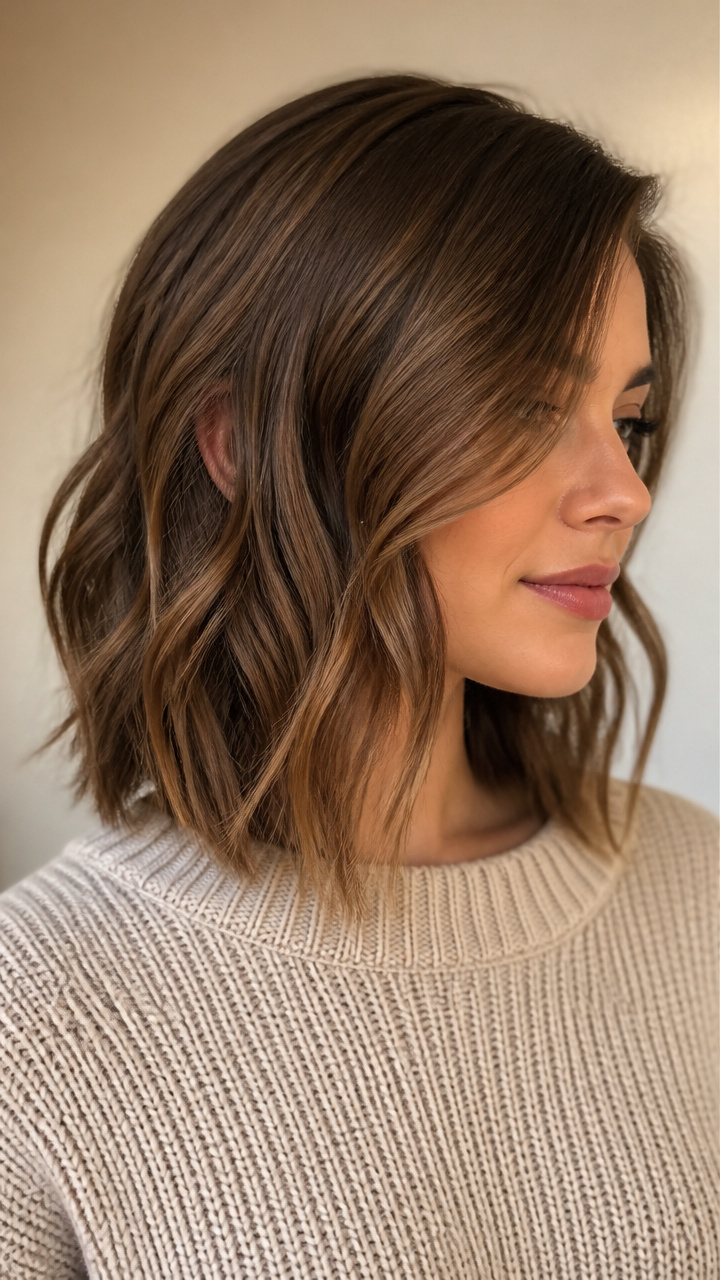 Wavy Lob with Deep Side Part