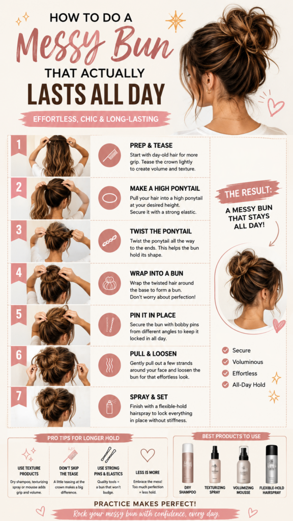 How to Do a Messy Bun That Actually Lasts All Day