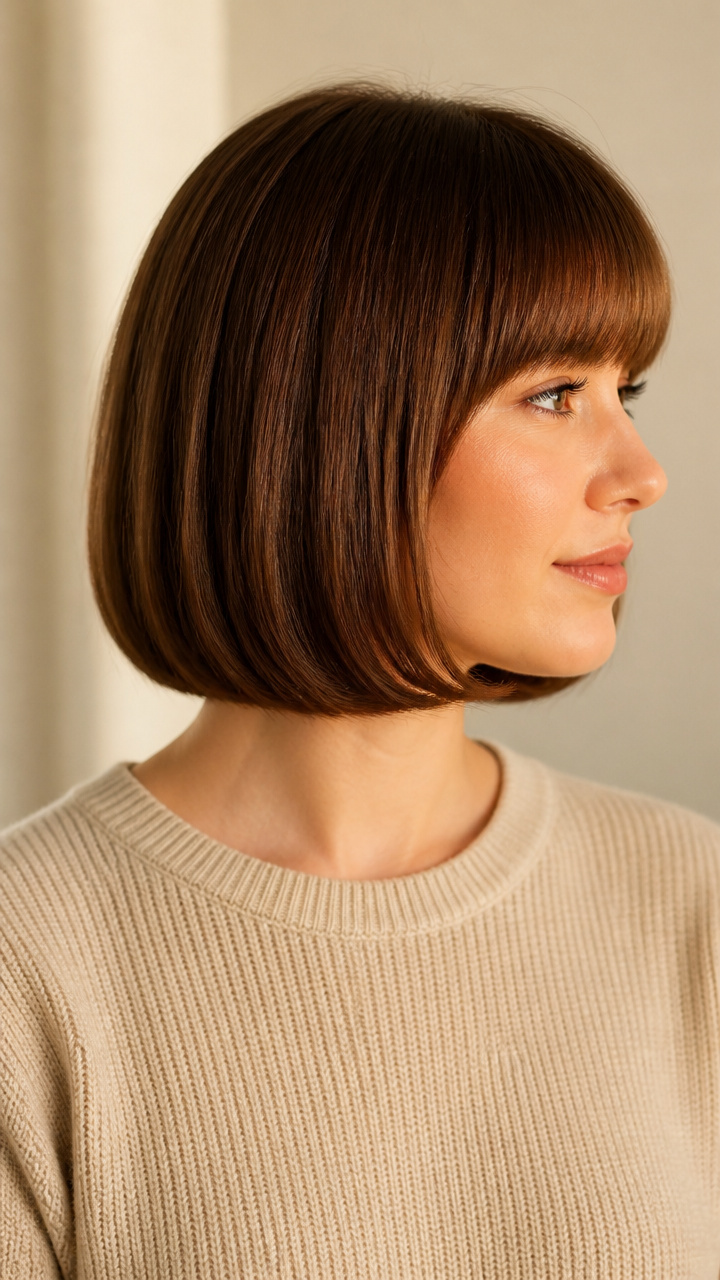 Rounded Pageboy with Blunt Fringe