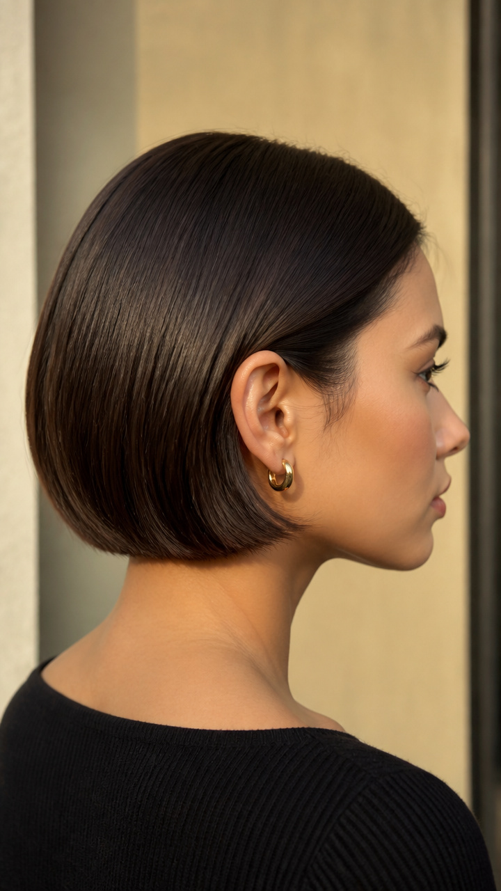 Sleek Mini Bob with Tucked Behind Ears