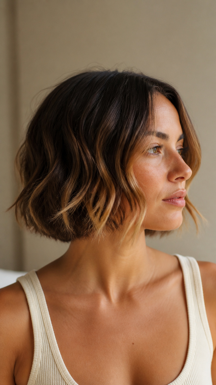 Wavy Chin-Length Cut with Center Part