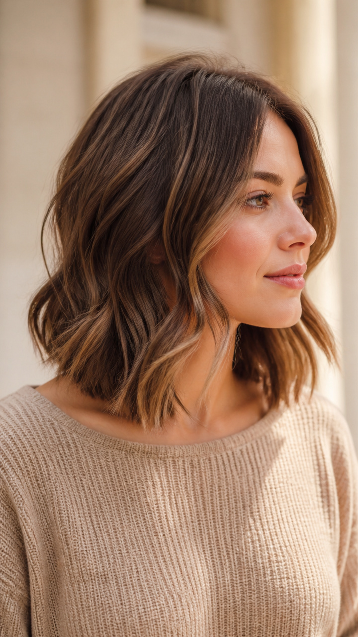 Wavy Lob with Face-Framing Layers